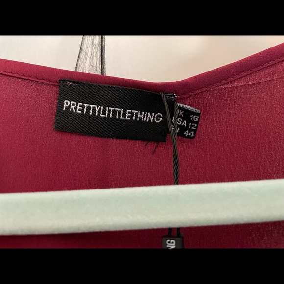 Brand New Burgundy Satin Wrap Dress - Picture 4 of 6